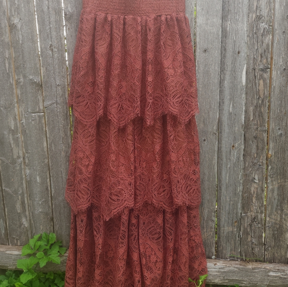 Boho - Grunge Rust Tiered Maxi Skirt - Picture 11 of 11
